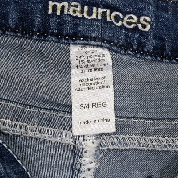 Maurices Jeans Junior Womens 3/4 Bootcut Embellished Blue Denim Stretch 26 x 31 - Picture 7 of 10